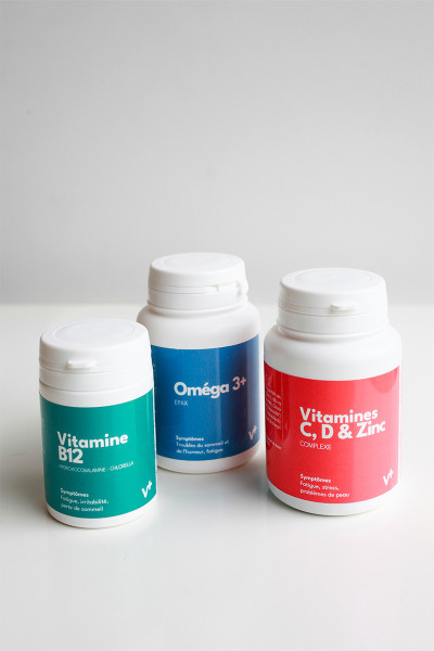 Pack vitalité : Omega 3+, Vitamine B12 et Complexe C, D & Zinc