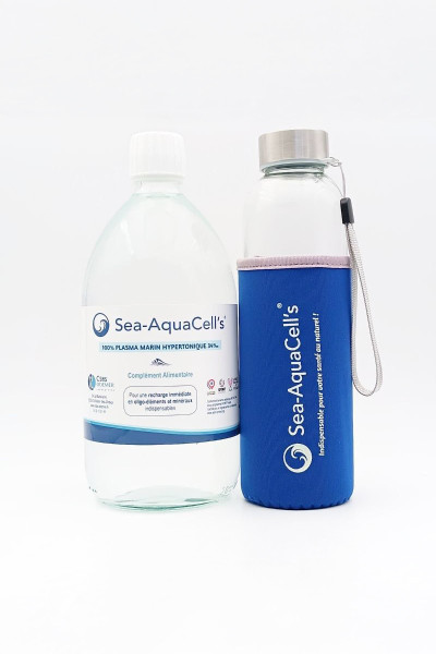 Pack Sea-Aquacell's - 1x 1L Hypertonique + 1 gourde en verre